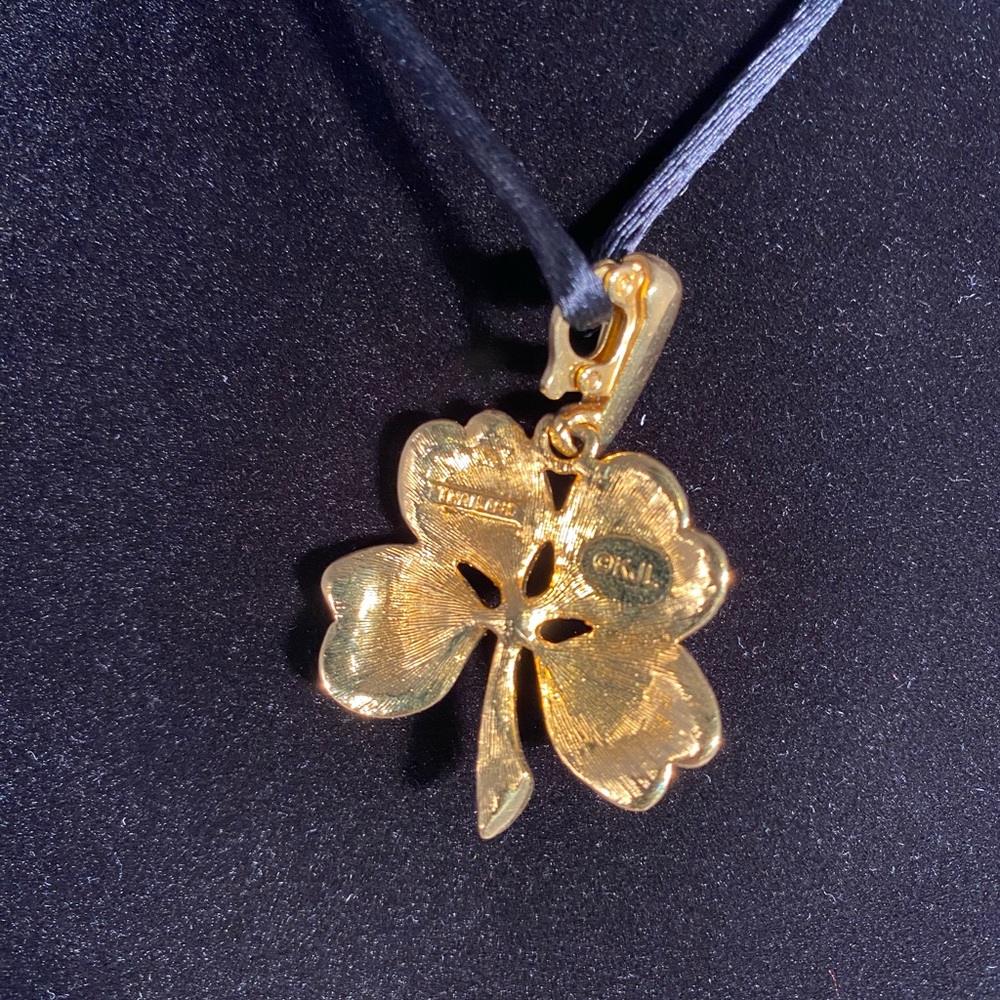 Vtg Kjl Kenneth Jay Lane Shamrock Clover Rhinesto… - image 3